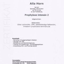 Zertifikat, Prophylaxe intensiv-2-Frau Horn